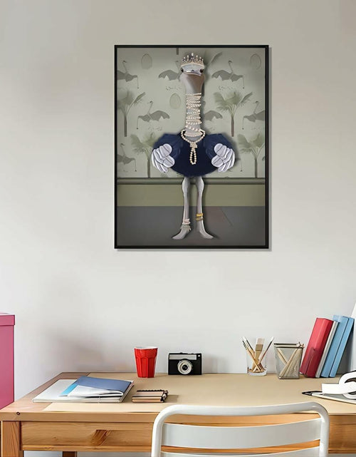 Load image into Gallery viewer, TRMSEJK Ostrich Pearl Animal Poster Wall Art Canvas 16x24in Green Unframed
