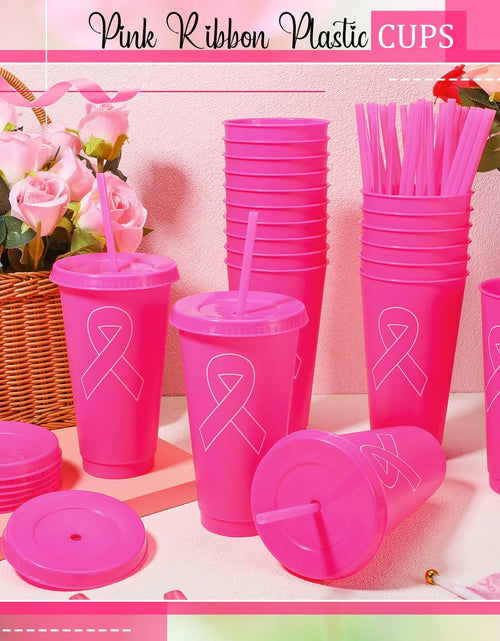 Load image into Gallery viewer, Bokon 24oz Breast Cancer Awareness Pink Tumblers with Straws 12 Pack
