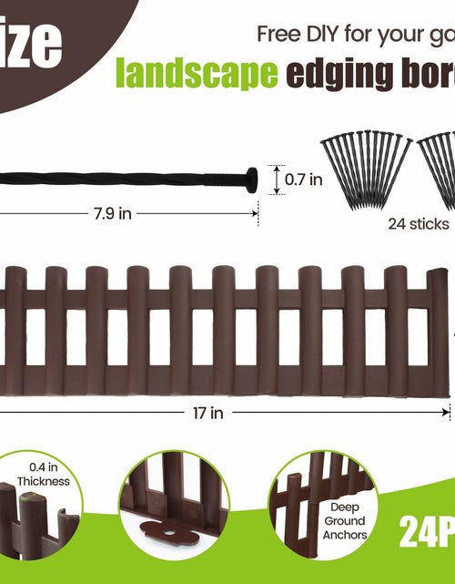 Load image into Gallery viewer, BuyAll Landscape Edging Border 17-Inch 24 Pack Brown Plastic Garden Fence
