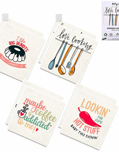 Load image into Gallery viewer, Lily's Home &amp; Kitchen Swedish Dishcloths 8 Pack with 2 Clips Multi Color
