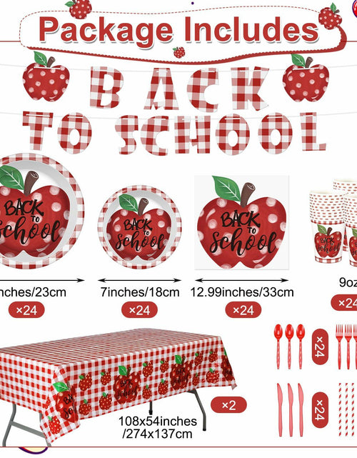 Load image into Gallery viewer, Zhehao 195 Pc Back to School Party Tableware Set Apple Red White Green
