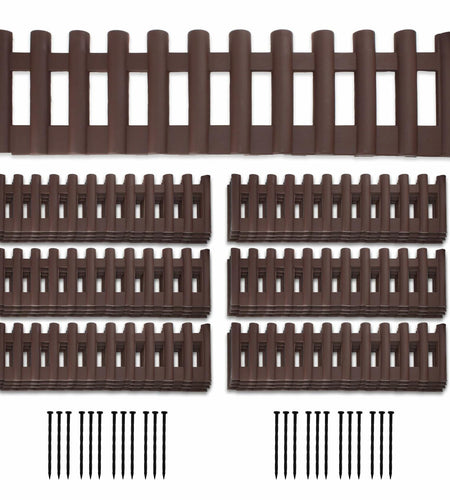 BuyAll Landscape Edging Border 17-Inch 24 Pack Brown Plastic Garden Fence