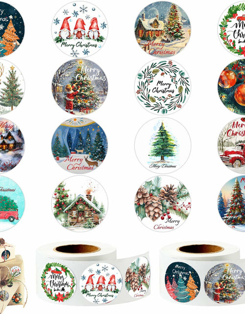 Load image into Gallery viewer, wuhuzsm 1000Pcs Christmas Stickers 2 Rolls Rustic Tree Wreath Elk Green
