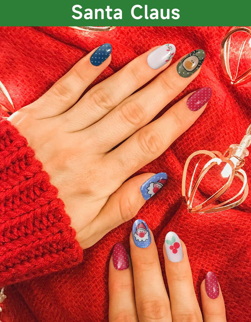 Load image into Gallery viewer, DUKASOU Christmas Semi Cured Gel Nail Strips Santa Claus 28 PCS UV Light
