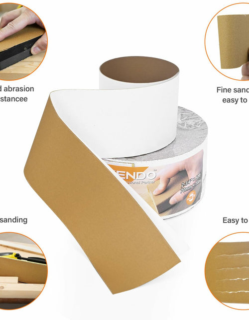 Load image into Gallery viewer, Kendo Premium 220 Grit Longboard Sandpaper 2-3/4" Wide Gold 20 Yard Roll
