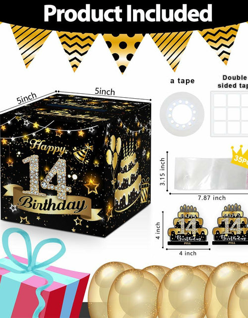 Load image into Gallery viewer, Toerifer Money Box Birthday Gift Black Gold 14 Years Old 35 Bags Size One Size
