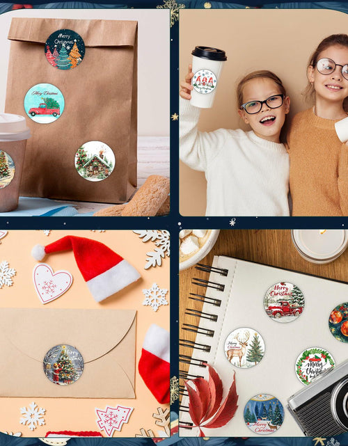 Load image into Gallery viewer, wuhuzsm 1000Pcs Christmas Stickers 2 Rolls Rustic Tree Wreath Elk Green
