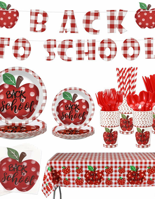 Load image into Gallery viewer, Zhehao 195 Pc Back to School Party Tableware Set Apple Red White Green
