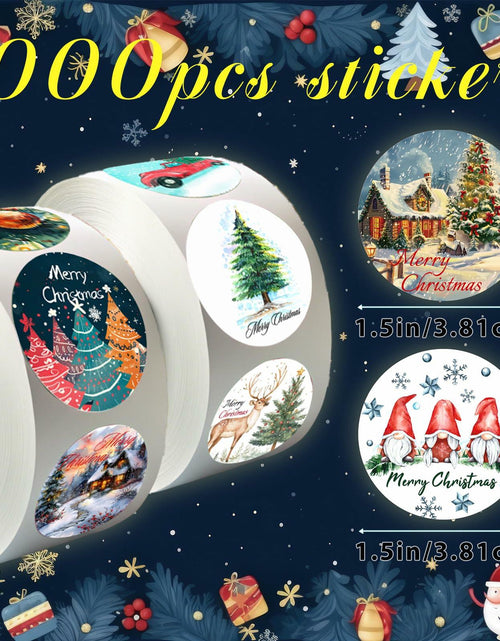 Load image into Gallery viewer, wuhuzsm 1000Pcs Christmas Stickers 2 Rolls Rustic Tree Wreath Elk Green
