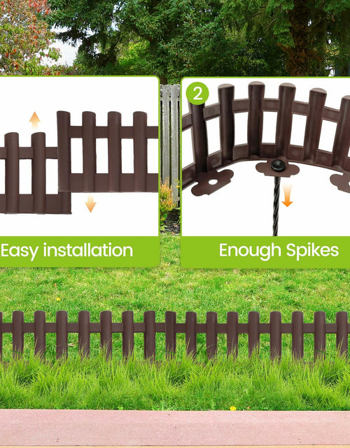 Load image into Gallery viewer, BuyAll Landscape Edging Border 17-Inch 24 Pack Brown Plastic Garden Fence
