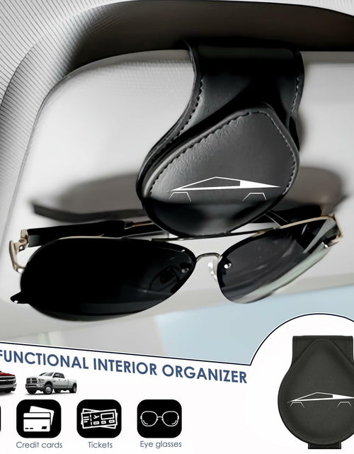 Load image into Gallery viewer, Car Sunglass Holder Tesla Cybertruck 2024-2025 Leather Visor Eyeglass Clip White
