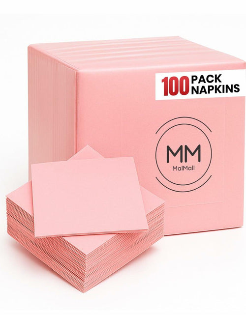 Load image into Gallery viewer, MalMall 100-Pack Airlaid Pink Cocktail Napkins 1-Ply 4.9x4.9in Soft Absorbent
