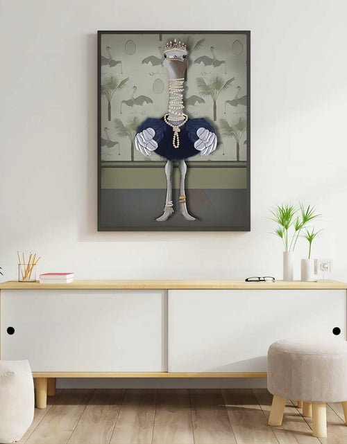 Load image into Gallery viewer, TRMSEJK Ostrich Pearl Animal Poster Wall Art Canvas 16x24in Green Unframed
