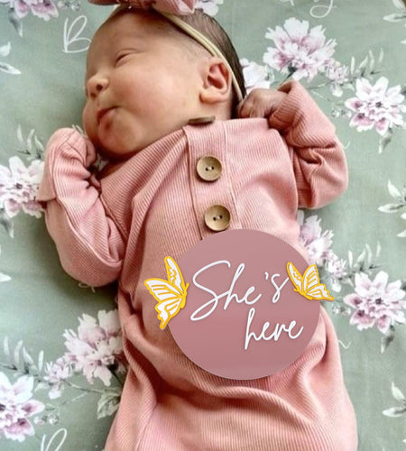 WAWUO She's Here Milestone Board Butterfly Gender Reveal Party Decor Acrylic