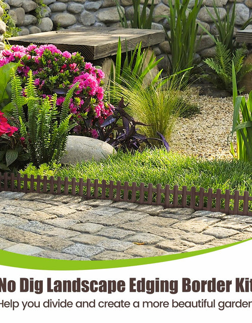 Load image into Gallery viewer, BuyAll Landscape Edging Border 17-Inch 24 Pack Brown Plastic Garden Fence
