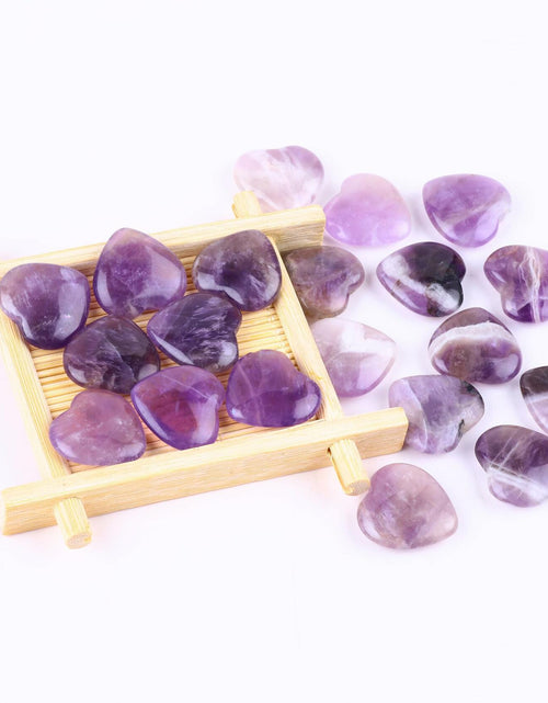 Load image into Gallery viewer, 30 PCS Natural Heart Amethyst &amp; Green Aventurine Polished Healing Stones
