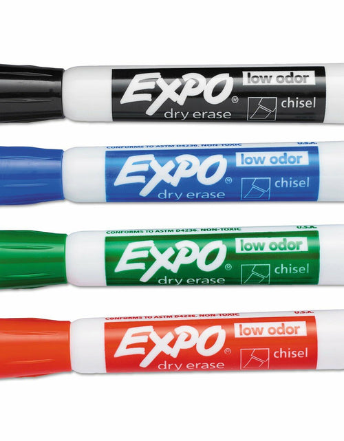 Load image into Gallery viewer, EXPO Low Odor Dry Erase Markers Chisel Tip Basic Assorted 4 pk
