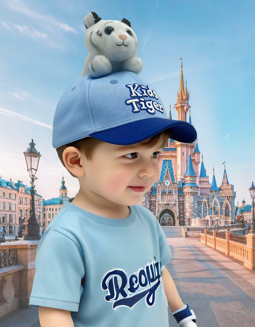 Load image into Gallery viewer, GADMEXILY Kids Boys Adjustable Cotton Baseball Cap Plush Tiger Hat Blue
