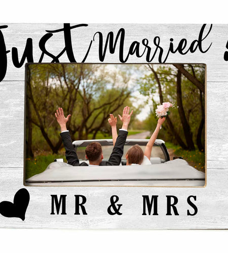 XDFVL Just Married Wedding Photo Frame Black 8x10 Horizontal