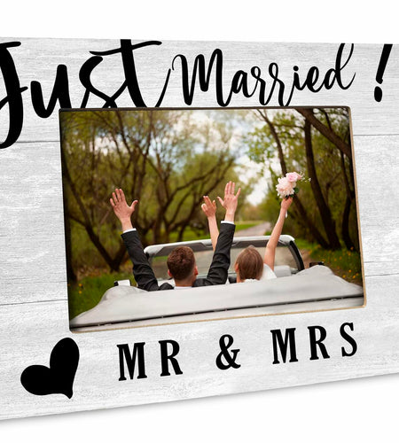 XDFVL Just Married Wedding Photo Frame Black 8x10 Horizontal