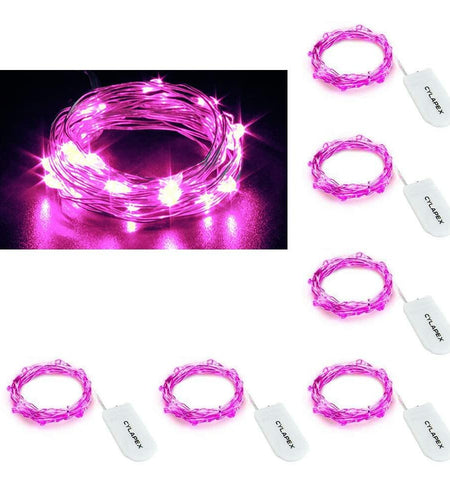 CYLAPEX 6 Pack Pink Fairy Lights String Battery Operated 3.3ft 20 LEDs