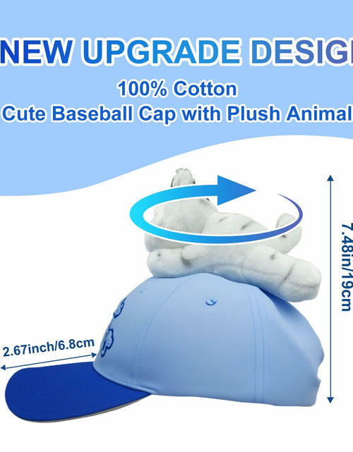 Load image into Gallery viewer, GADMEXILY Kids Boys Adjustable Cotton Baseball Cap Plush Tiger Hat Blue
