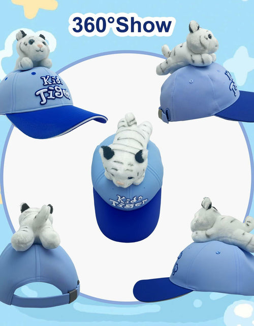Load image into Gallery viewer, GADMEXILY Kids Boys Adjustable Cotton Baseball Cap Plush Tiger Hat Blue
