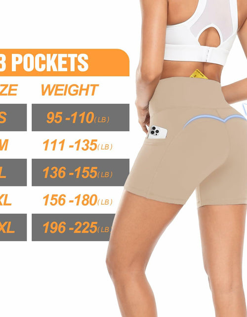 Load image into Gallery viewer, FULLSOFT Women's Biker Shorts with Pockets High Waist Tummy Control Khaki Size S
