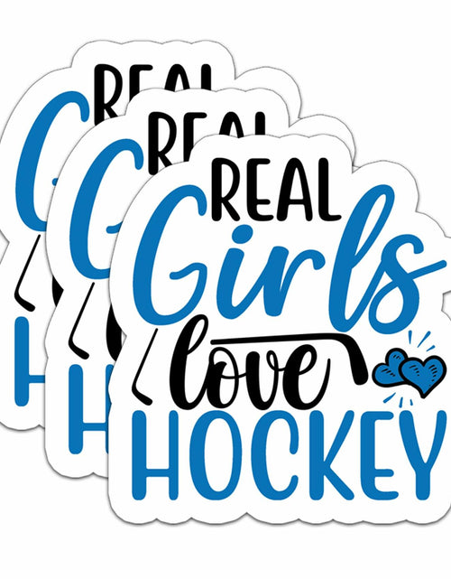 Load image into Gallery viewer, HYKADEUS Real Girls Love Hockey Sticker Decals Waterproof Vinyl 3x2.8 3Pcs
