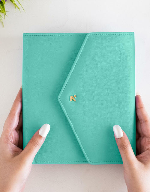 Load image into Gallery viewer, NEORAH B6 Notebook Sleeve Teal Faux Leather Dotgrid Journal Penloop Card Slots
