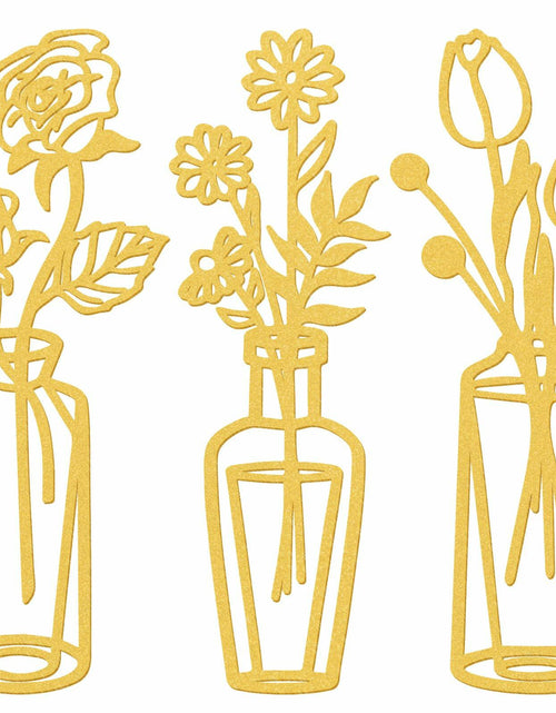 Load image into Gallery viewer, MorningRo 3 Pieces Metal Flowers Wall Decor Vase Rustic Farmhouse Gold
