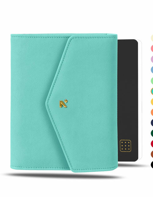 Load image into Gallery viewer, NEORAH B6 Notebook Sleeve Teal Faux Leather Dotgrid Journal Penloop Card Slots
