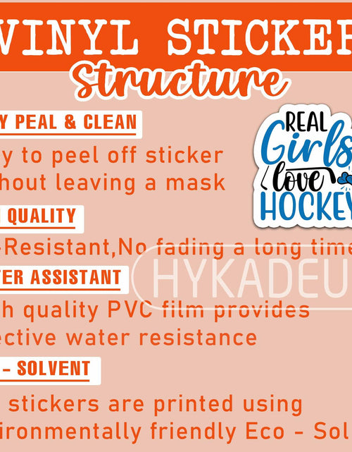 Load image into Gallery viewer, HYKADEUS Real Girls Love Hockey Sticker Decals Waterproof Vinyl 3x2.8 3Pcs
