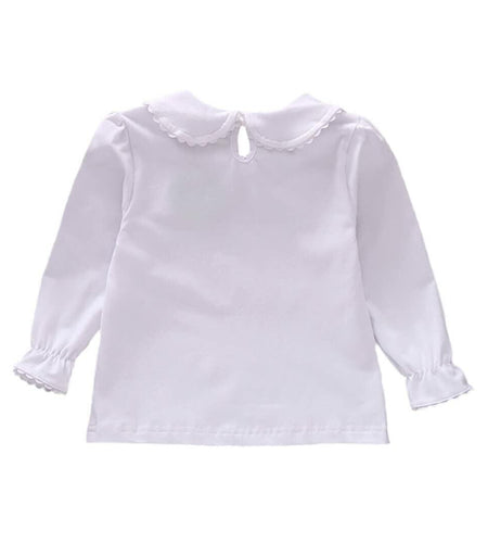 HDLEXD Baby Girls Long Sleeve Doll Collar T-Shirt Blouse White Toddler 5-6T