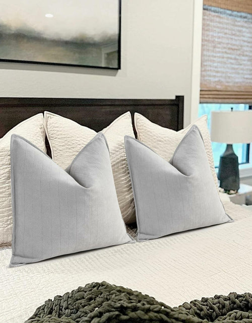 Load image into Gallery viewer, ZWJD Chenille Light Gray Pillow Covers 22x22 Set of 2 Soft Decorative
