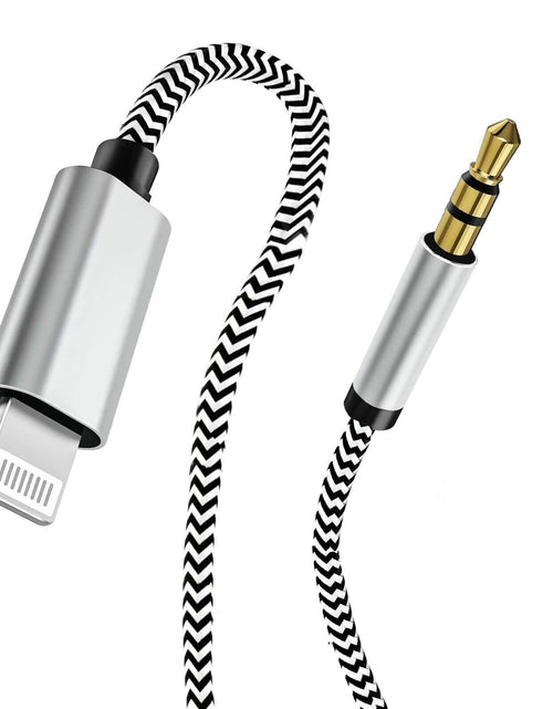 Load image into Gallery viewer, esbeecables Apple iPhone Lightning to 3.5mm Aux Cable Silver 3.3ft
