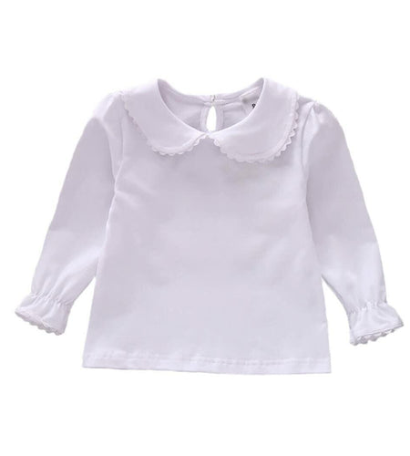 HDLEXD Baby Girls Long Sleeve Doll Collar T-Shirt Blouse White Toddler 5-6T