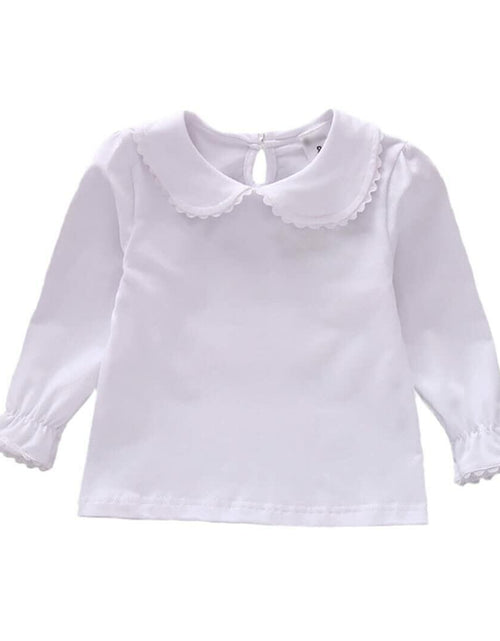 Load image into Gallery viewer, HDLEXD Baby Girls Long Sleeve Doll Collar T-Shirt Blouse White Toddler 5-6T
