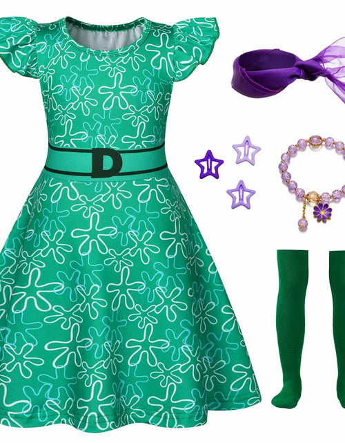 Load image into Gallery viewer, Akokvlar Girls Halloween Disgust Joy Costume Dress Green Size 9-10 Years
