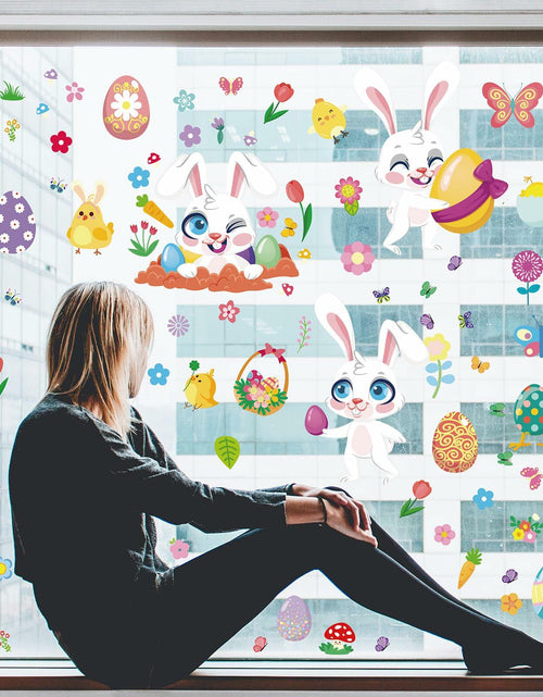 Load image into Gallery viewer, AOWDIAO Easter Window Clings 12 Sheets 366 Pcs Reusable 12x9 Inch Colorful
