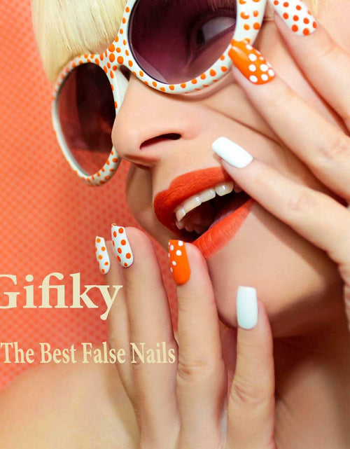 Load image into Gallery viewer, Gifiky Long Square Press-On Nails 24Pcs Gray Glitter Marble Fake Nails Women
