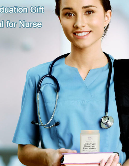 Load image into Gallery viewer, Conelist Nurse Graduation Scented Soy Candle Lavender 7oz Medical Theme
