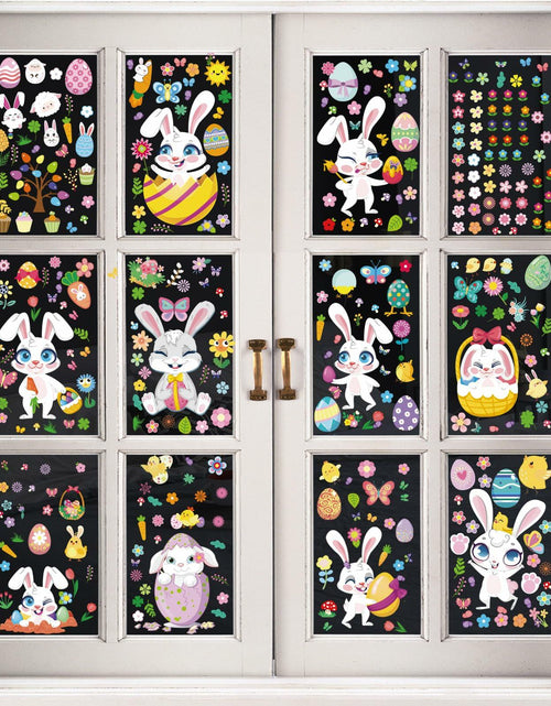 Load image into Gallery viewer, AOWDIAO Easter Window Clings 12 Sheets 366 Pcs Reusable 12x9 Inch Colorful
