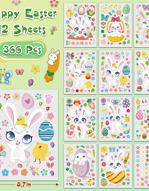 Load image into Gallery viewer, AOWDIAO Easter Window Clings 12 Sheets 366 Pcs Reusable 12x9 Inch Colorful
