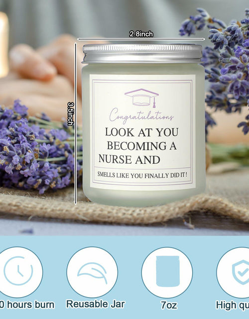 Load image into Gallery viewer, Conelist Nurse Graduation Scented Soy Candle Lavender 7oz Medical Theme
