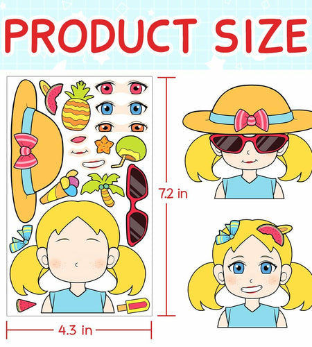 BOGIKI Make a Face Stickers 15 Sheets Waterproof Girl Halloween Party Favors