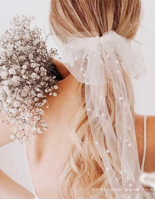 Load image into Gallery viewer, AKOAK White Bow Pearl Hairpin Wedding Tiara Hair Ornament 1 Pack
