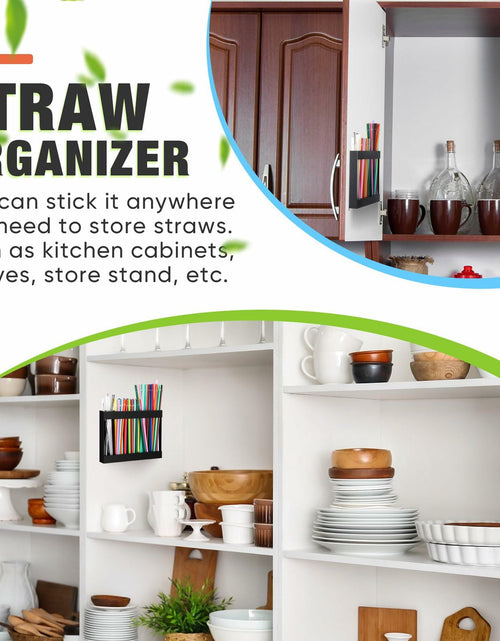 Load image into Gallery viewer, Qinyoung Acrylic Straw Holder Cabinet Door Mount Large Black Size Large
