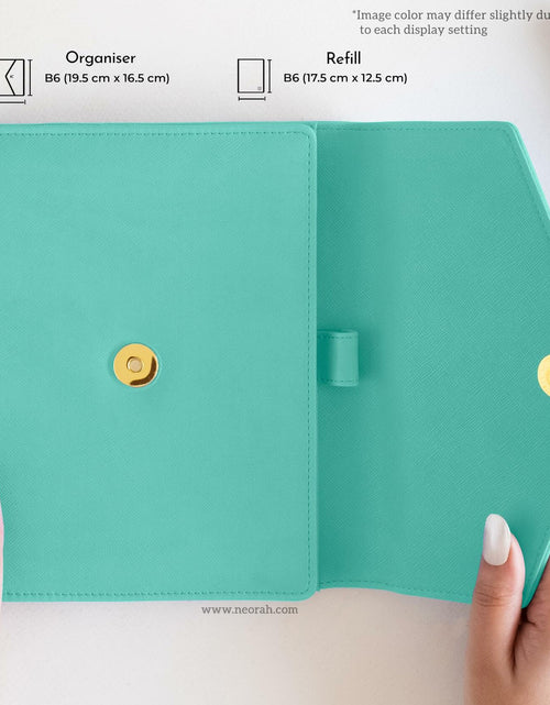 Load image into Gallery viewer, NEORAH B6 Notebook Sleeve Teal Faux Leather Dotgrid Journal Penloop Card Slots
