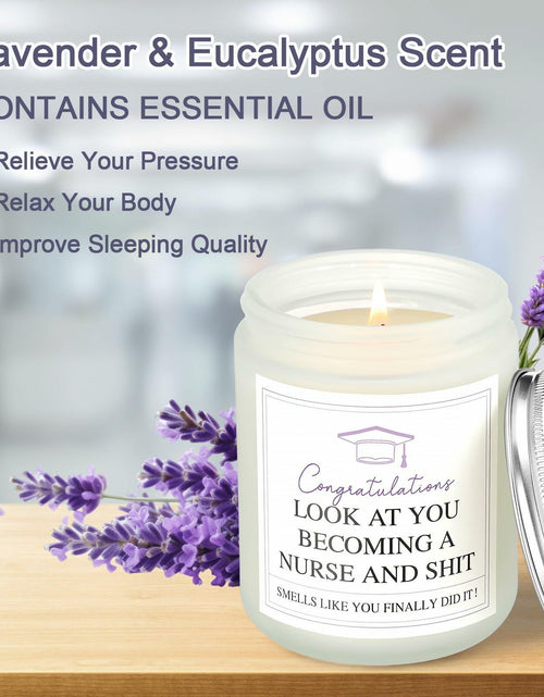 Load image into Gallery viewer, Conelist Nurse Graduation Scented Soy Candle Lavender 7oz Medical Theme
